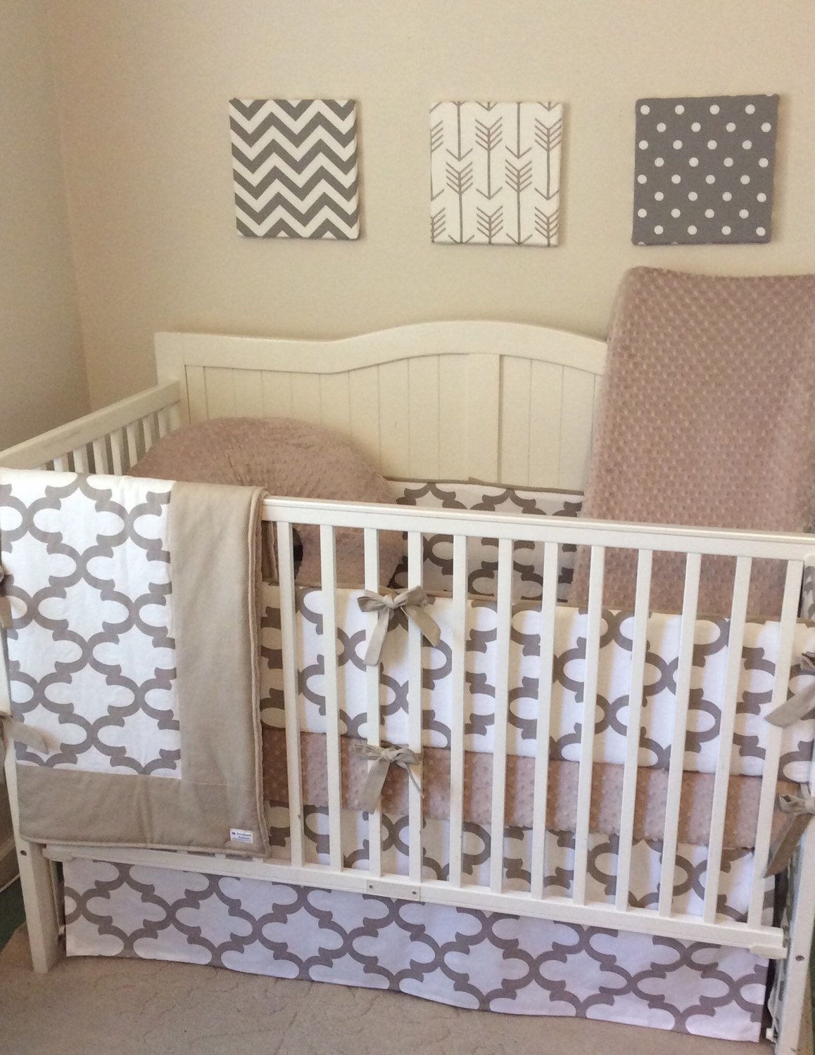 Baby Bedding Crib Bedding Set Taupe White Cream Arrows
