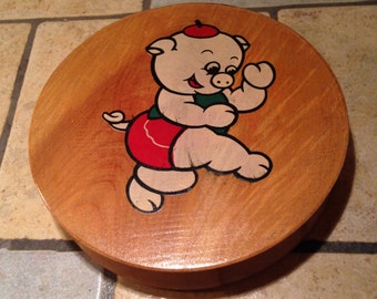 Porky Pig Wooden Hamburger Press