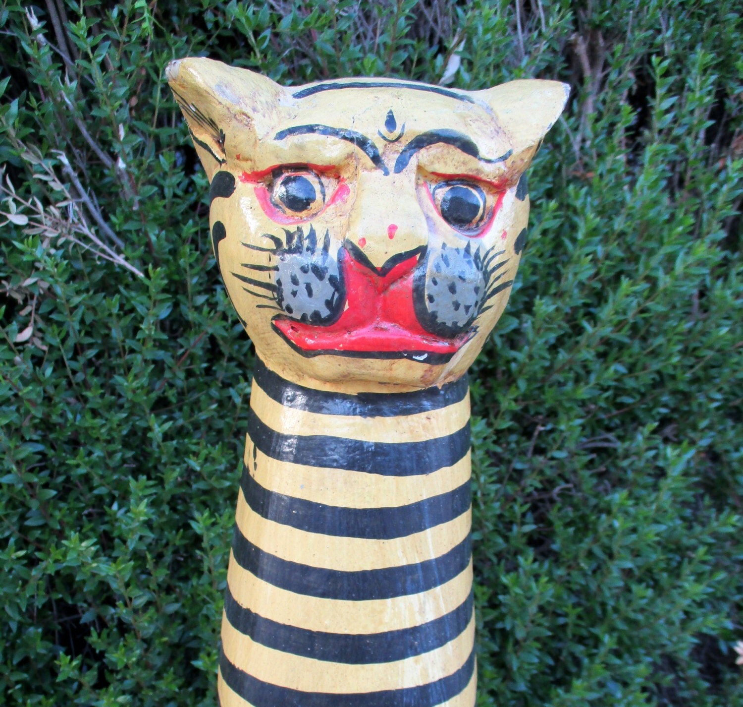 wooden tiger sculpture