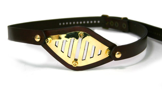 STEAMPUNK EYEPATCH brown leather polished brass III by MannAndCo steampunk buy now online