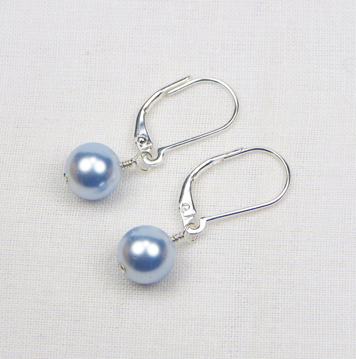 Light Blue Pearl Earrings Swarovski Pearls By Galaxyjewelry