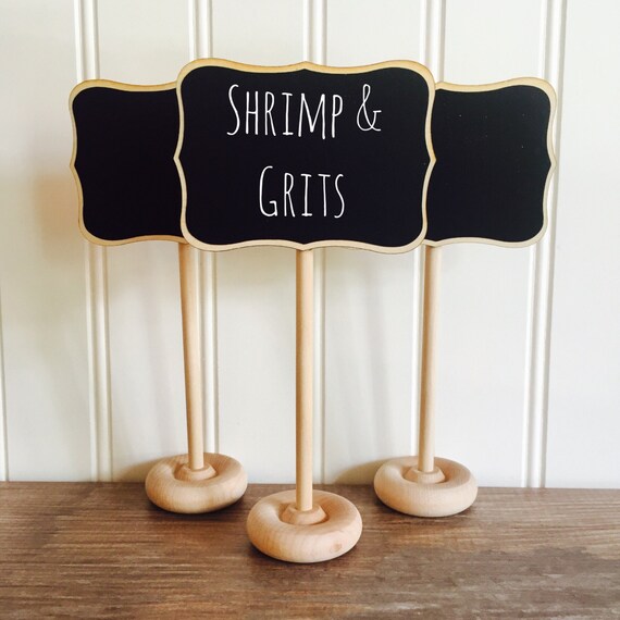 Items similar to 12 Mini Chalkboard Table Stands, Fancy Style Place Settings, Food Marker