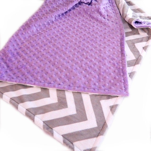 Personalized Baby Blanket Girl - Gray Purple Chevron Minky Baby Blanket Lilac Silver // Lilac Baby Blanket / Girl Nursery / Baby Shower Gift