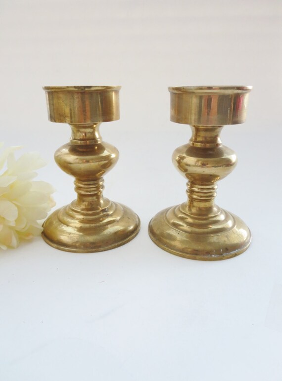 Vintage Brass Candle Holders Brass Pillar Candle by Klassic