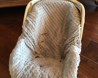 Silver Gray Minky Baby Car Seat Pad Liner - Chicco - Graco Snugride - Britax - Safety 1st - Or Choose Your Own Color