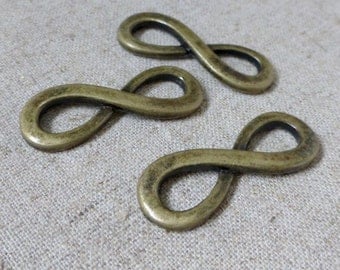 free shipping in UK - pack of 10 - Alloy Tibetan Style Infinity Links, 34x13x4mm Bronze connector