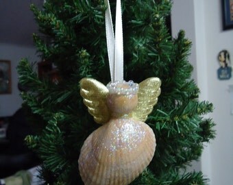 Iridescent Shell Angel Christmas Tree Ornament