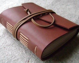 Leather journal, 4" x 6", dark, handmade leather journal by Dancing Grey Studio(1667)