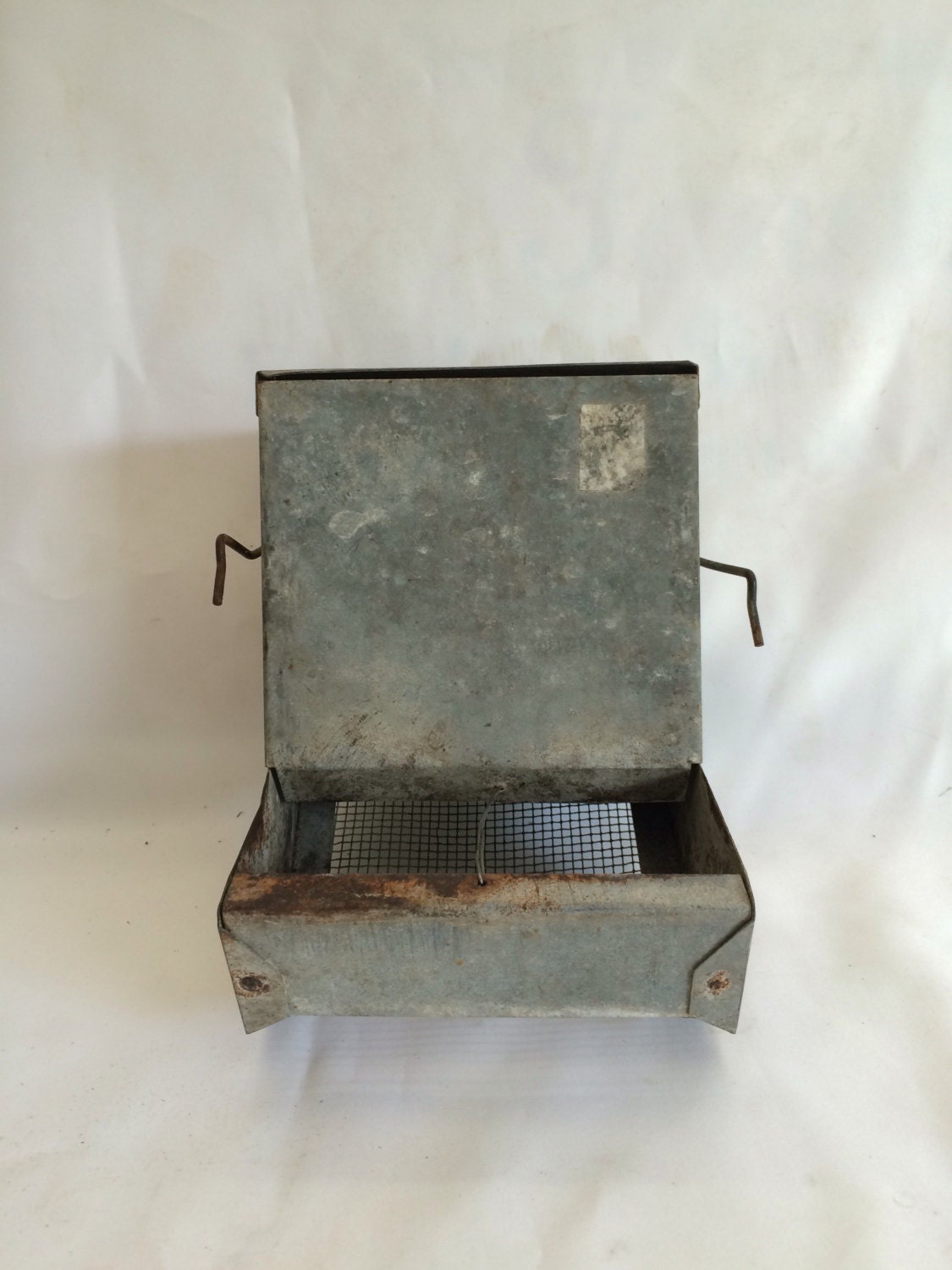 Vintage Galvanized Metal Chicken Feeder