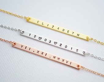 Personalized Thin bar Necklace name bar Necklace Personalized necklace Bridesmaid Gifts Christmas gift for her name monogram jewelry