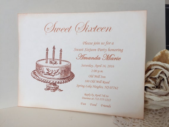 Vintage Sweet 16 Invitations 8