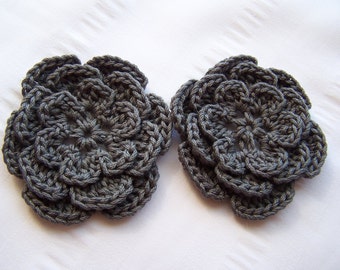Flower crochet motif 2.5 inch cotton gray
