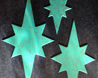 set of three atomic starburst wall hangings