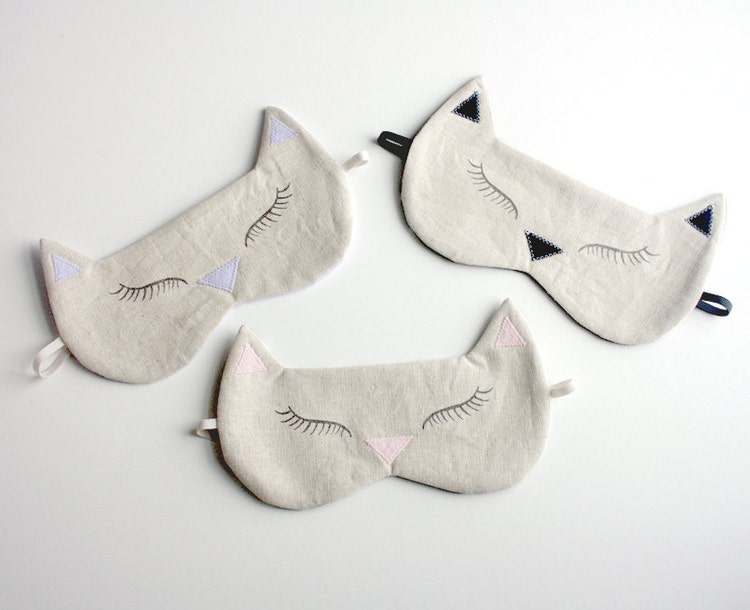 Lilac Kitty Sleep Mask Cat Sleeping Mask by StitchLabMinnesota