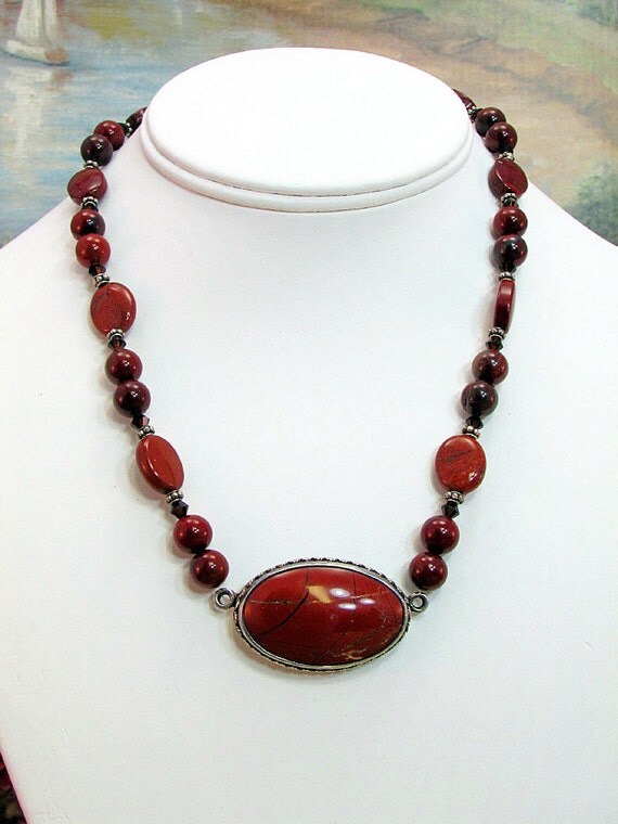 Red Jasper Pendant Necklace RJ3 by daksdesigns on Etsy