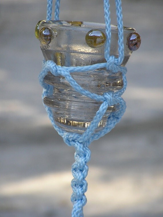 Items similar to Hanging Bird Feeder, Glass Insulator, Plant Hanger on Etsy