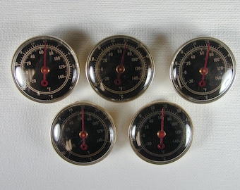 5 Small Round Vintage Inset Thermometers Steampunk and More