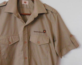 game trackers...vintage cotton men's safari shirt