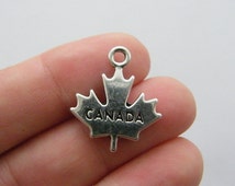 Canada Flag European Charm Bead – Handpainted Enamel Maple Leaf, Silver Plated, Xanadu Designs