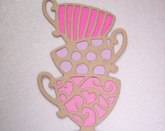 Fancy Stacked Tea Cups Die Cuts Set of 3