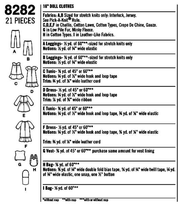 American Girl Doll Clothes Pattern 18 inch Doll Clothes