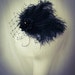 Black Ostrich Feather & Veil Gothic Vintage Burlesque Style Hair Clip Fascinator Headpiece