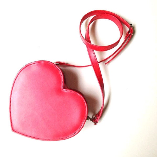 Red Heart Faux Leather Crossbody Bag Ready to ship by goldenponies