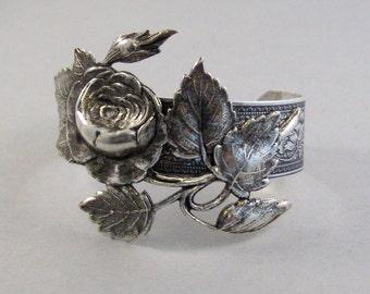 Rose Garden,Cuff,Cuff Bracelet, Bracelet,Cuff Bracelet,Bracelet,Silver,Antique Bracelet,Chunky Bracelet,Gypsy Bracelet.valleygirldesigns.