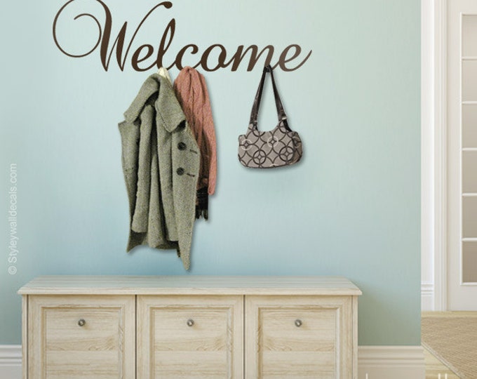Welcome Vinyl Lettering Wall Decal, Welcome Home Entrance Wall Decor, Welcome Sign Lettering, Welcome Wall Sticker for Home Office Decor
