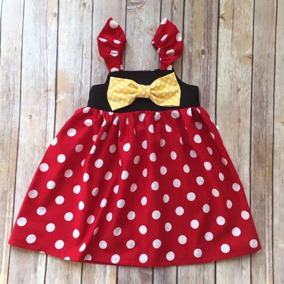 Items similar to Boutique Girls minnie mouse bow knot dress, size 6mos ...