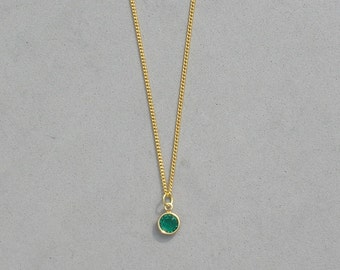 May Birthstone- Emerald Gold Plated Drop Necklace
