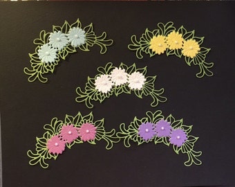 Very Pretty Daisy Cluster Die Cuts - Bazzill Bling - Glittered Cardstock- Pearls!! Set of 5