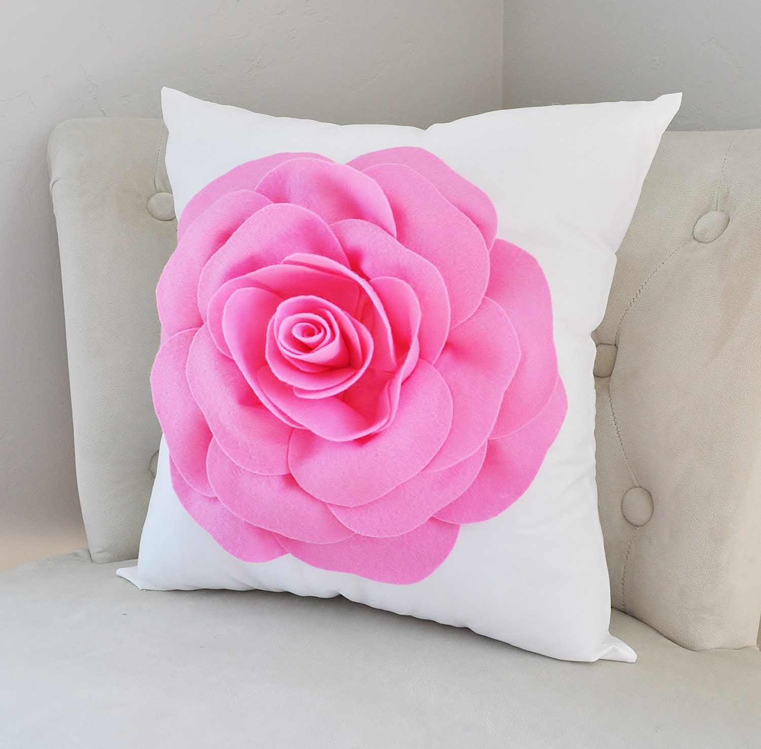 Bright Pink Pillow Rose Pillow Pink Decorative Pillow