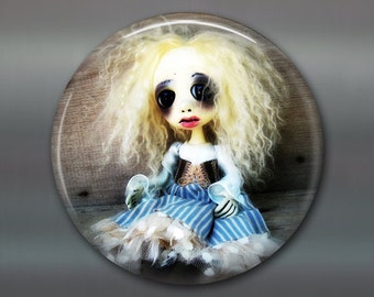 3.5" gothic home decor, gothic art doll Refrigerator Magnets, gothic doll collector fridge magnet, large magnet, kitchen decor, MA-AD37