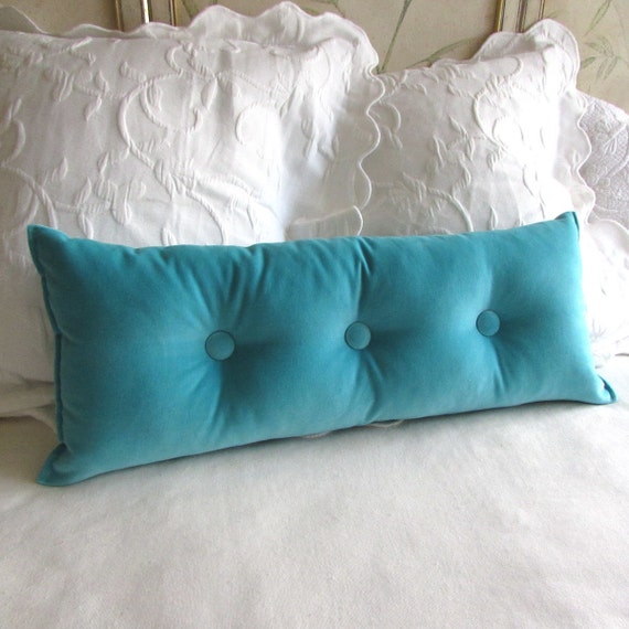 BLUE VELVET accent lumbar throw Bolster Pillow with buttons
