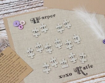 be my flower girl - will you be my flower girl - keepsake - puzzle - gift - surprise - boho- rustic - vintage inspired - upcycled - custom