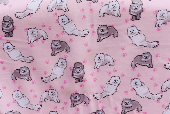 Persian Cats with paw prints on pink Flannel pants pajama dorm