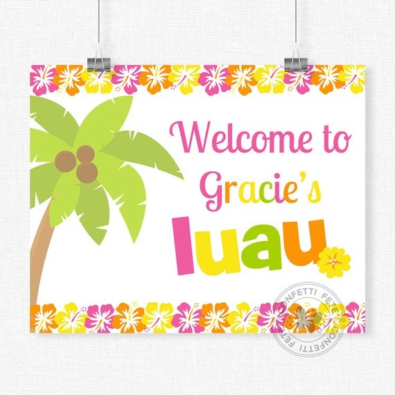 Luau Welcome Sign Hawaiian Birthday Sign Luau Party