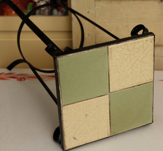 Vintage Tile Top Metal Plant Stand Antique Plant Stand