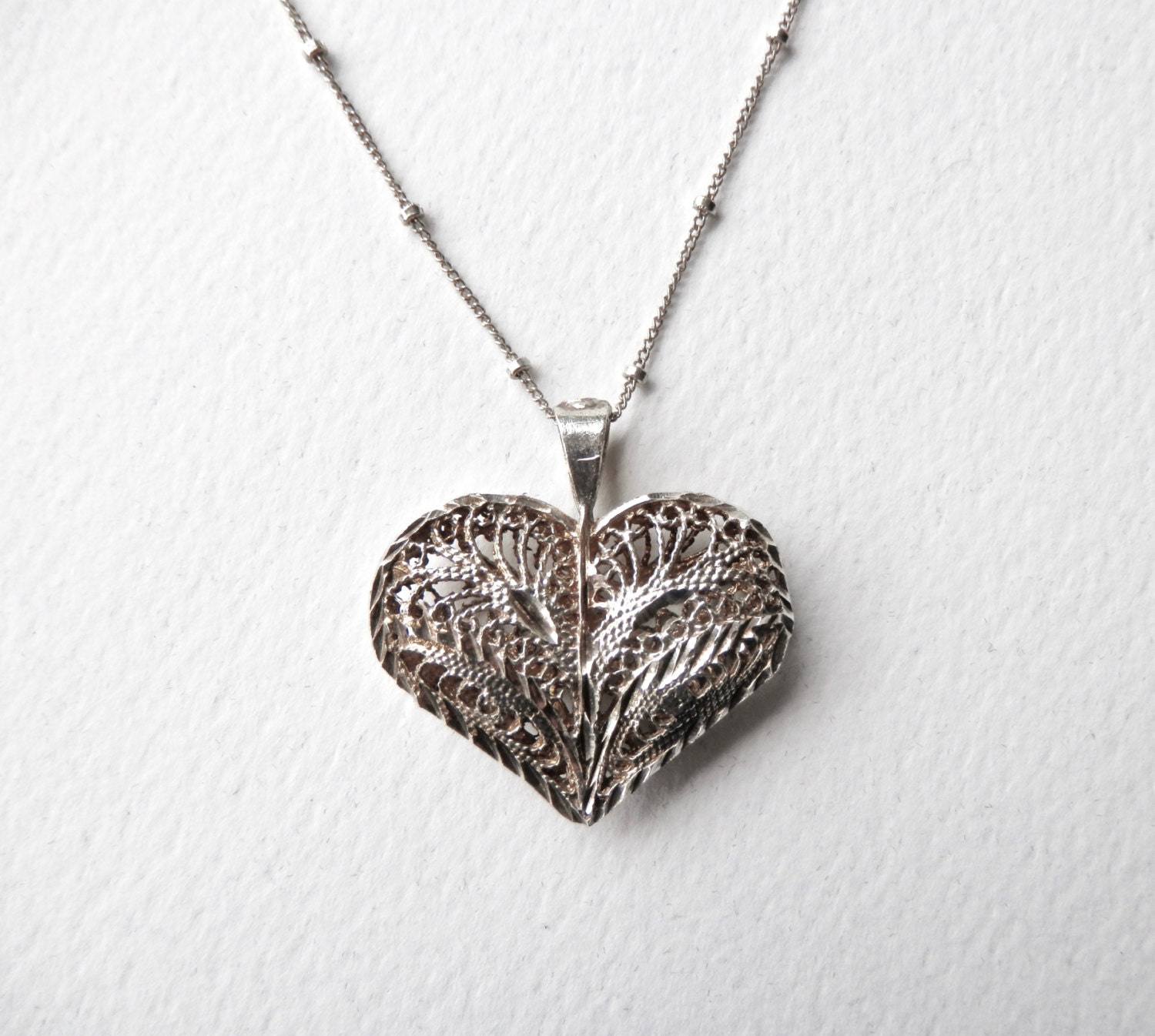 Heart Pendant Silver Filigree Heart Necklace by TheJewelryChain