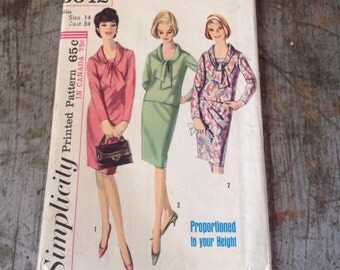 Vintage Simplicity Sewing Pattern 5642 Misses' Size 14 Bust 34 Dress
