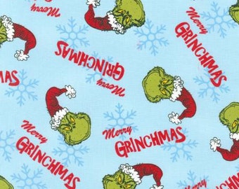 Robert Kaufman Dr. Seuss How The Grinch Stole Christmas Blue Fabric - 1 yard
