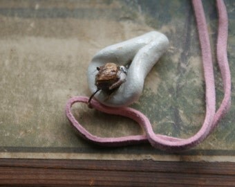 Feminine Sensual Necklace Miniature Rose and Clay