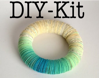 DIY Kit : Bracelet made of book pages and turquoise papers