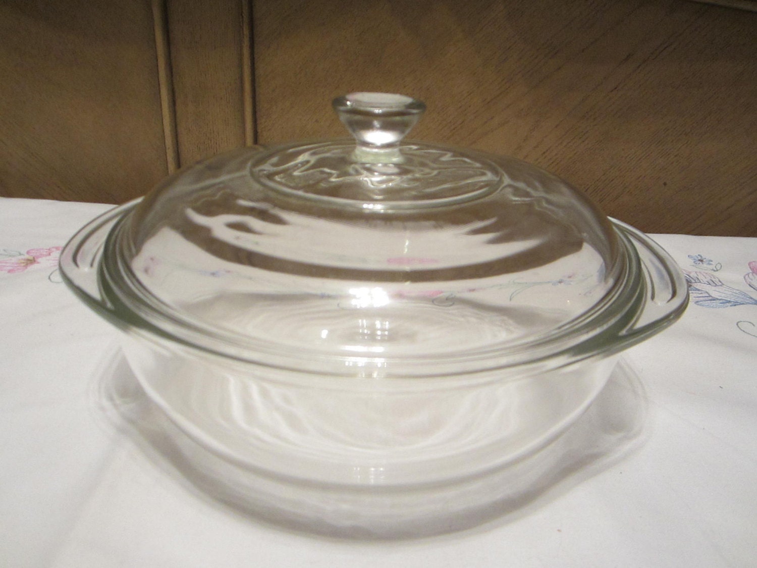 Vintage Pyrex Covered Round Quart Clear Glass Casserole Dish With | My ...