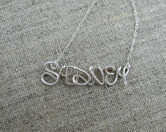 Disney Adventure Name Necklace, Custom Name Necklace Disney Style Font, Sterling Silver Wire Wrap Disney Name, Disney Gifts, Personalized