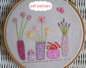 Beautiful flowers embroidery pattern PDF