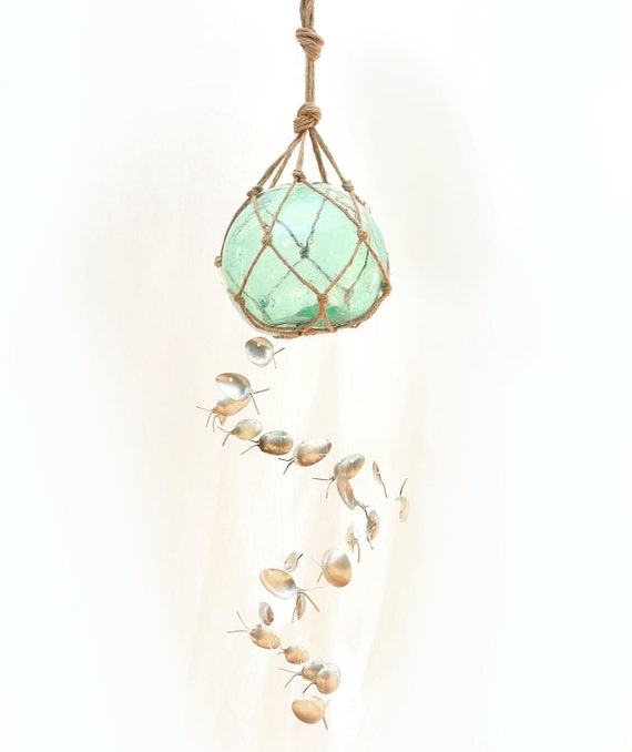 L Vintage Glass Buoy Float Fish Chime Japanese By Nevastarr L Vintage Glass Buoy Float Fish Chime Japanese Fishing Net Nautical Antique