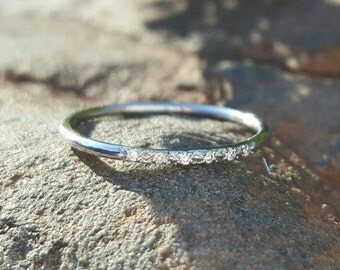 White Gold Wedding Band Womens Wedding Band Pave Diamond Band Wedding Bands Diamond Ring 14K Rings Wedding Band Thin Band Skinny Gold Band