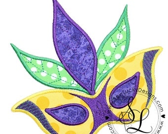 Mardi Gras mask applique design - machine embroidery design- Many formats - INSTANT DOWNLOAD
